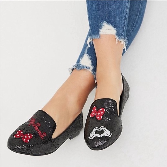 TORRID DISNEY SPARKLE & SHINE MINNIE MOUSE GLITTER LOAFERS SIZE 10WW - Picture 3 of 15